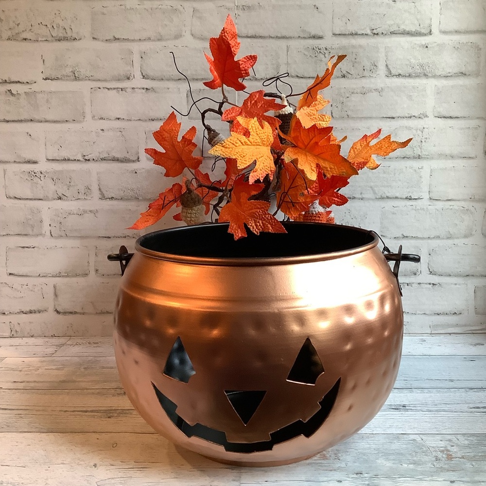 Moonlight Manor Large Copper and Black Jack-O-Lantern Decoration
